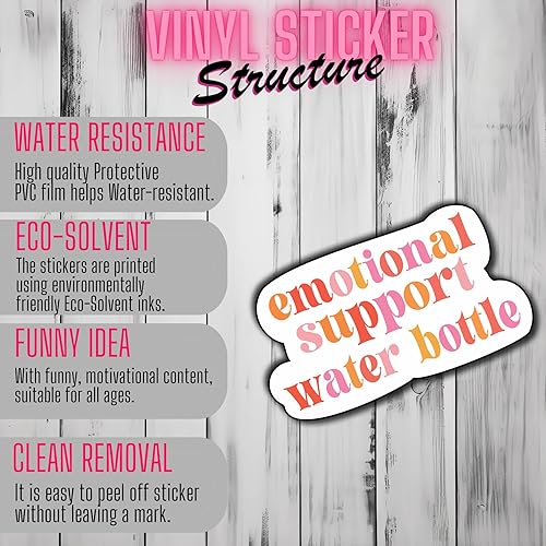 Miniatura 3 de (3 piezas) Calcomanías divertidas para botella de agua de apoyo emocional, calcomanías de vinilo impermeables para portátiles, botellas de agua,