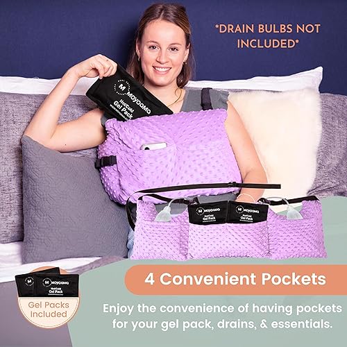 Vista 87 de MOYOAMA Paquete de felpa negra: almohada de mastectomía diseño IR con bolsa de ducha, 2 paquetes fríos y almohada para cinturón de seguridad Tinta