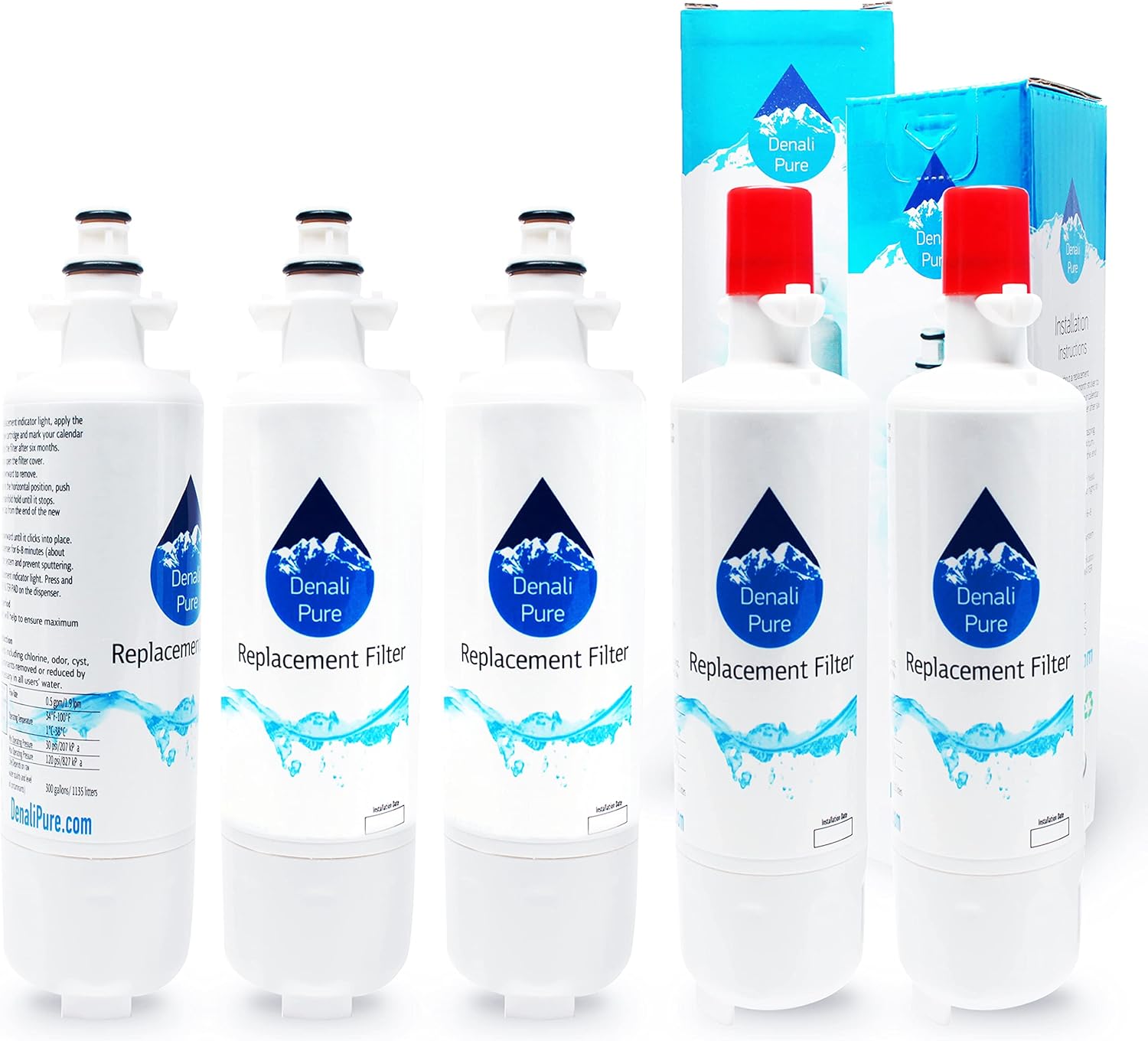 5-Pack Replacement for Home Depot HDX FML-3 Refrigerator Water Filter - Compatible with Home Depot HDX FML-3 Fridge Water Filter Cartridge