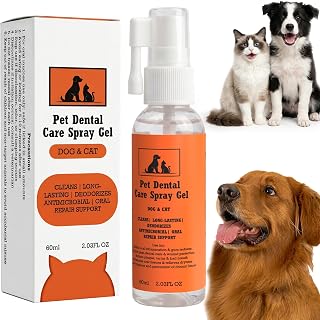 Pet Dental Spray Gel for Dogs & Cats, No Brushing Pet Oral Care Spray, Self-Adhering Gel Film for Teeth Cleaning, Breath Freshener & Plaque Tartar Control, Gum Health Support