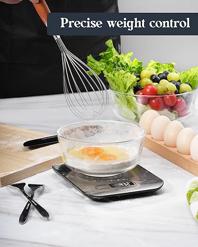 Miniatura 3 de Báscula de alimentos, báscula digital de cocina de 11 libras con pantalla LCD de 6 unidades y función de tara, diseño compacto para hornear, cocina