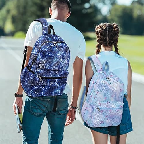 Miniatura 2 de Mochila de malla para niños y niñas, mochila escolar semitransparente para niños y niñas, transparente, gran capacidad, azul rayo