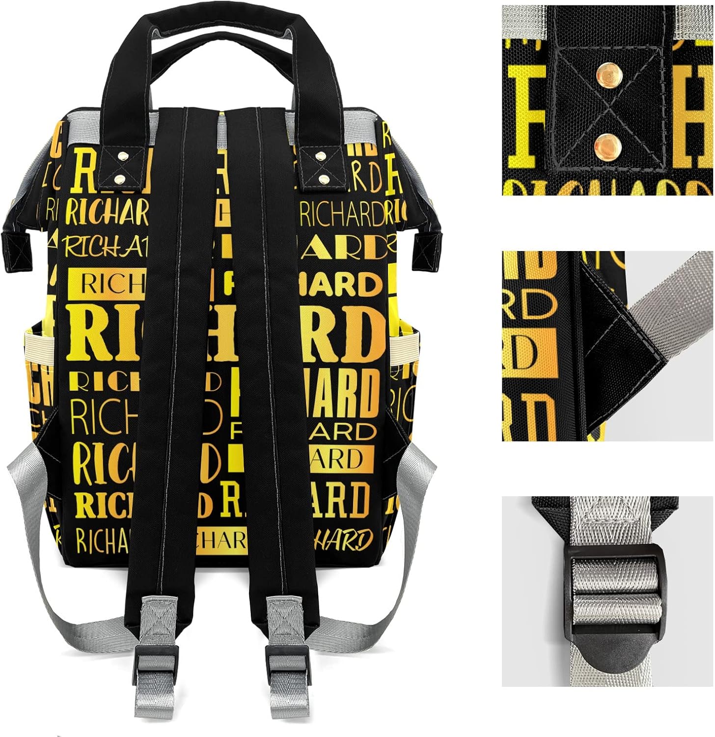 Personalized Nappy Diaper Bag with Name - Custom Name Casual Mommy Nursing Daypack, Multifunctional Nylon Backpack for Baby Boy Girl, Christmas Birthday Gift for Women