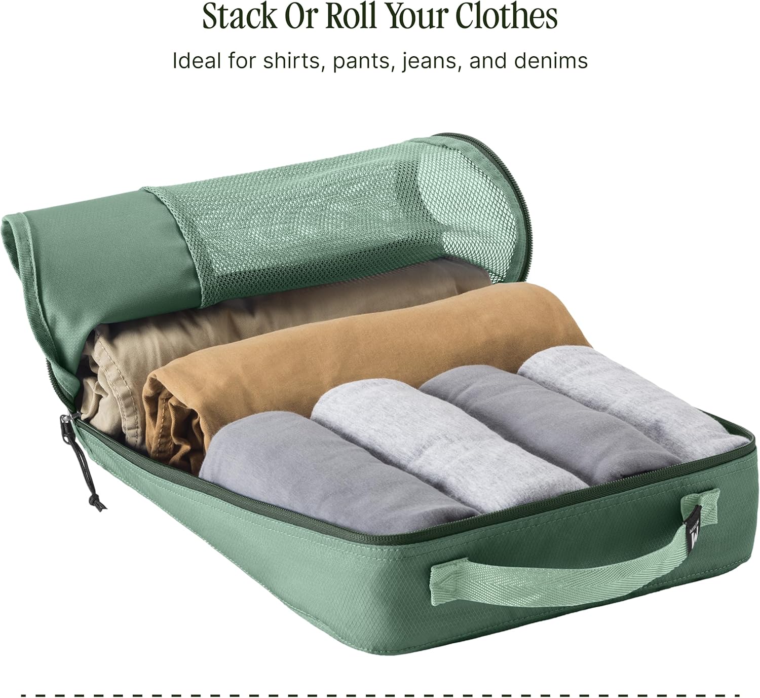 Eagle Creek Pack-It Reveal Cube - Lightweight Packing Cubes for Optimizing Luggage Space - Easy to Carry - Mesh Fabric - Water-Resistant - Easy Grab Zipper - Medium - Willow Green