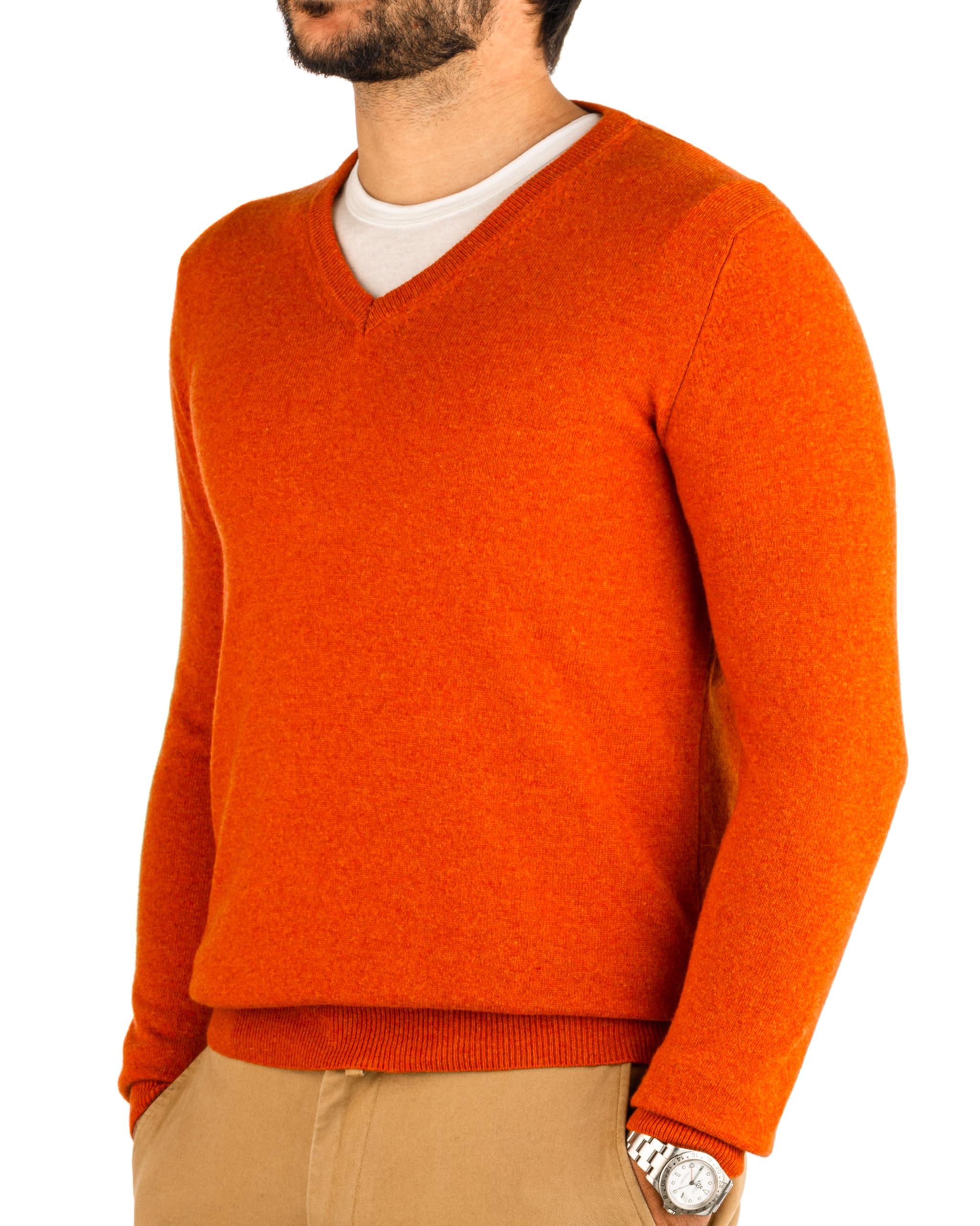 Maglione Uomo Collo a V Pullover Invernale Manica Lunga Morbido e Caldo in 5% Cashmere Blend 25% Lana, 30% Viscosa e 40% Poliamide