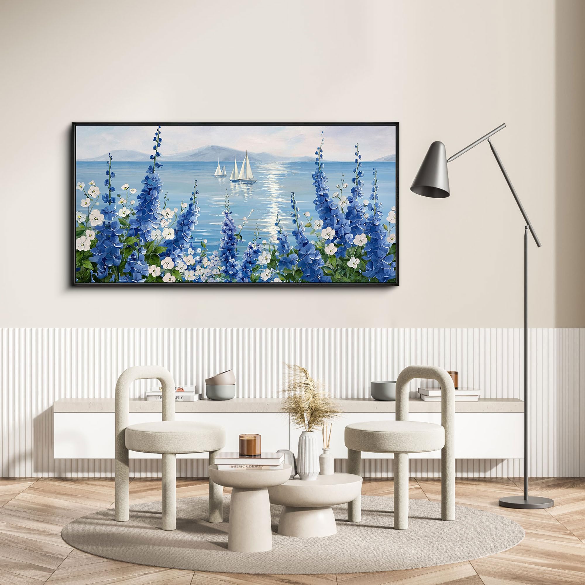 Amazon.com: XLSJERST Sailboat Wall Art - Blue Canvas Abstract