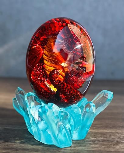 Miniatura 6 de Ebros Gift Fantasy Land of the Dragons - Figura decorativa de huevo de cristal acrílico con base de cristales azules, 3.5 pulgadas de alto,