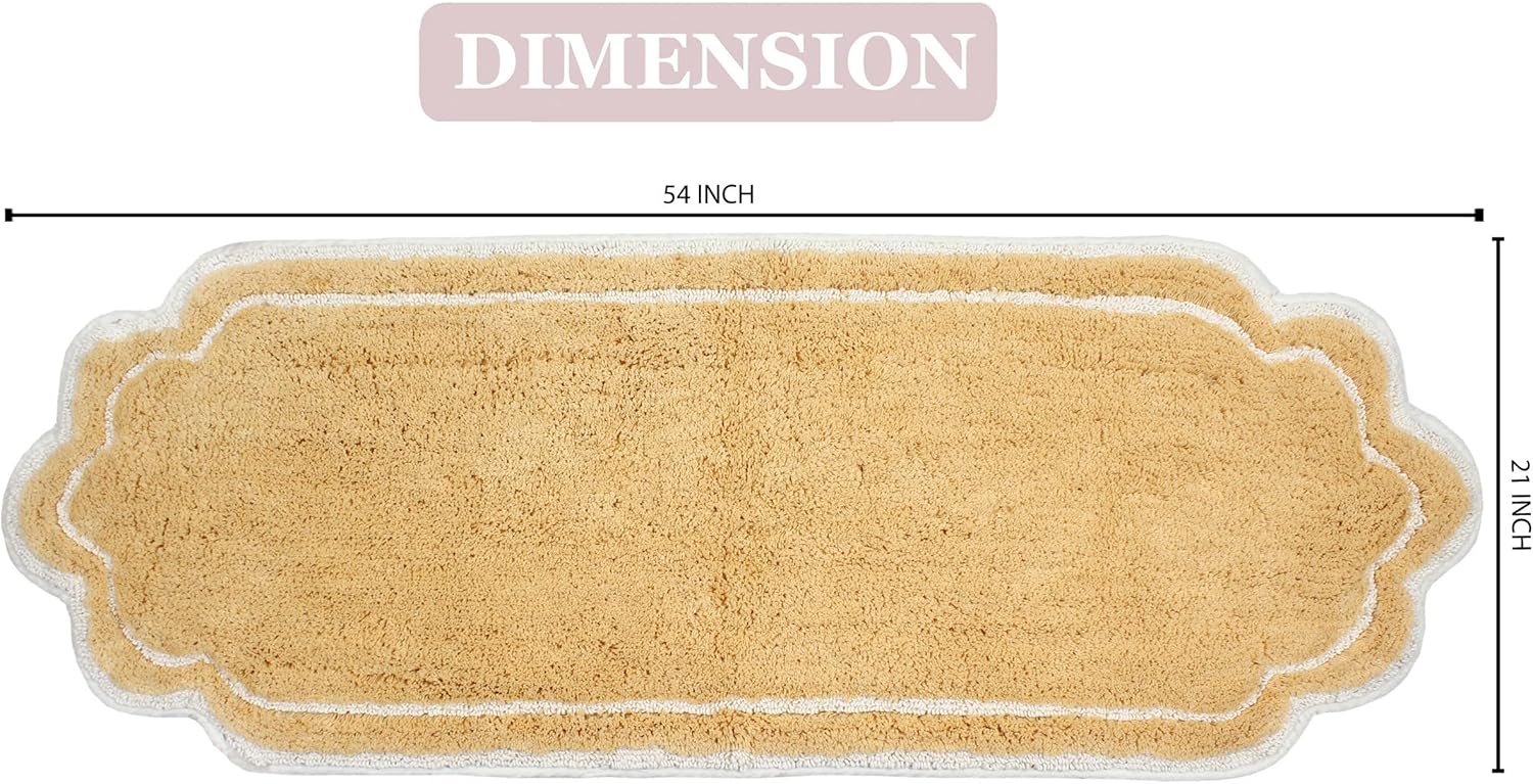 Home Weavers Allure Collection 100% Cotton Tufted Bathroom Rug, Soft and Absorbent Bath Rugs, Non-Slip Bath Carpet, Machine Wash Dry Bath Mats for Bathroom Floor, 21"x54" Runner, Yellow