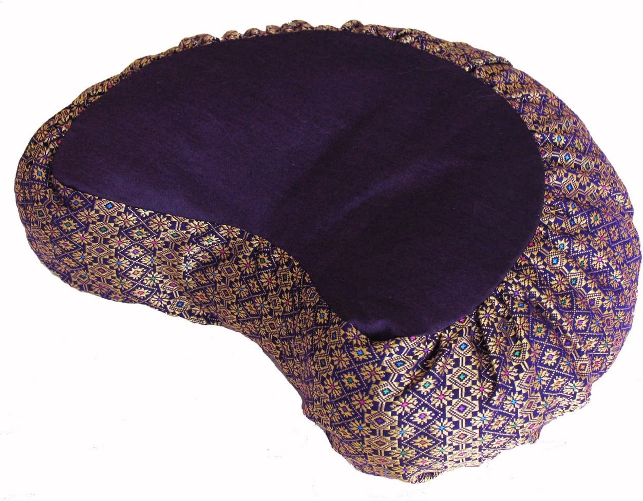 Meditation Cushion Zafu Pillow Buckwheat - Silk Brocade Blue