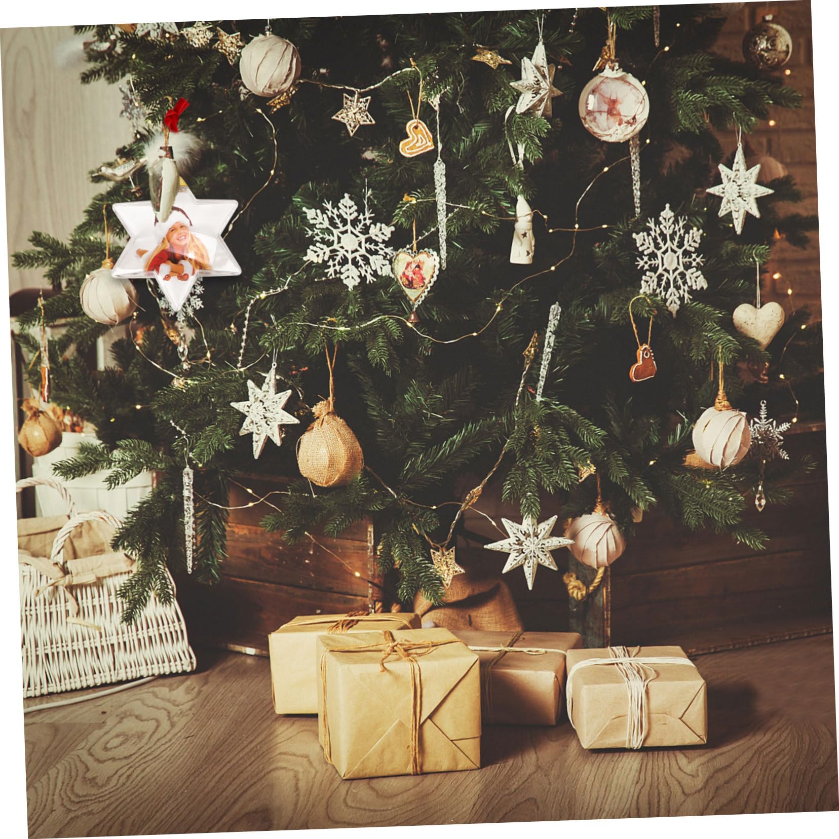 TOPBATHY Bola Arbol Fotos 18 Piezas Colgante De Bola De Marco De Fotos Redondo Decoración De Marco De Fotos De Árboles De Adorno De Imagen De Bricolaje El