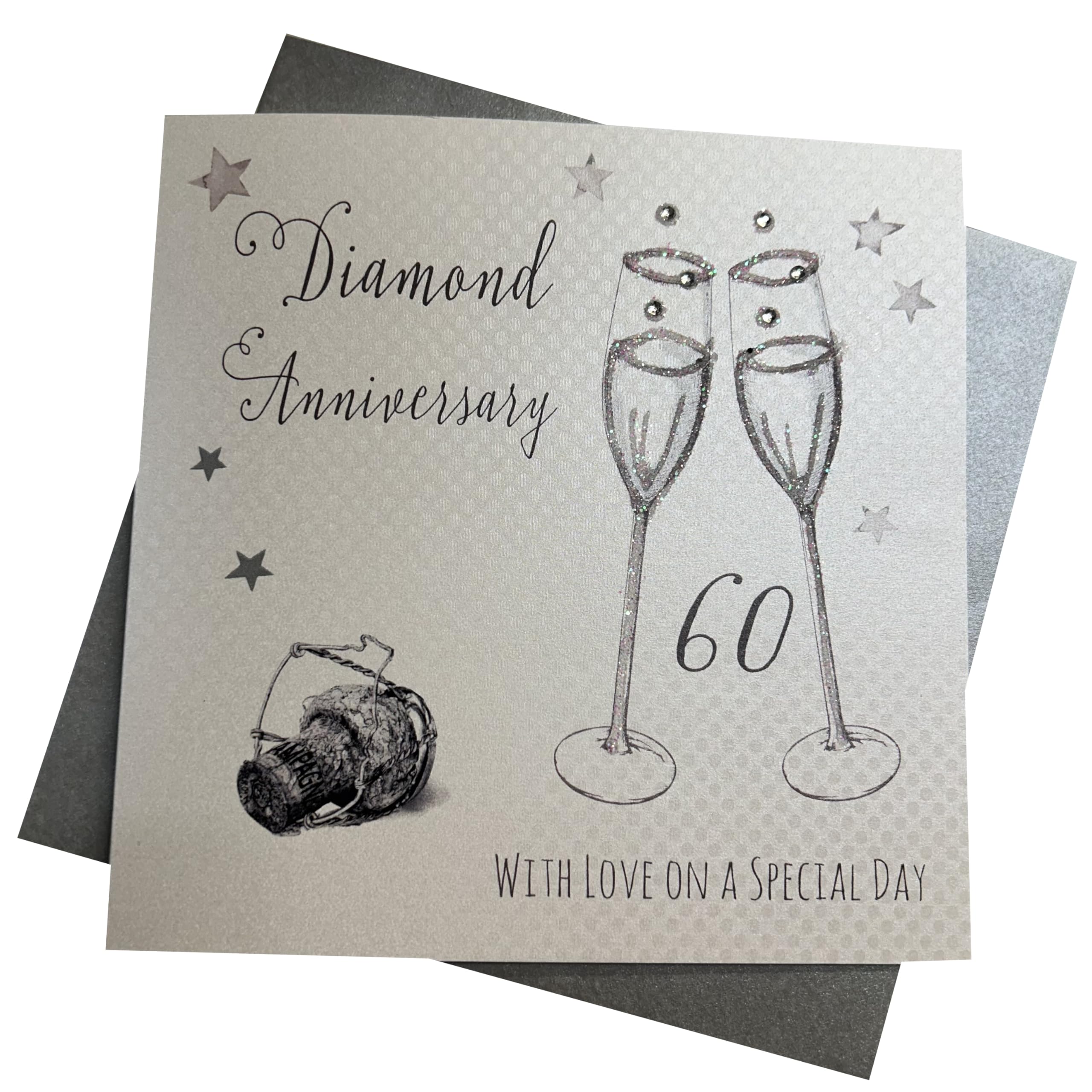 WHITE COTTON CARDS "Bodas de Diamante with Love On Your Special Day Hecha a Mano Tarjeta de 60 Aniversario