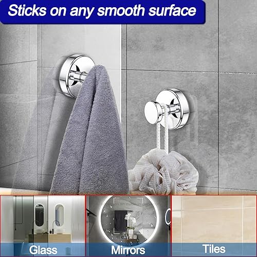 Miniatura 3 de Ganchos para colgar toallas, batas de baño o esponjas, extraíbles, ideales para duchas, ventanas, puertas de vidrio y paredes del baño, paquete de 2