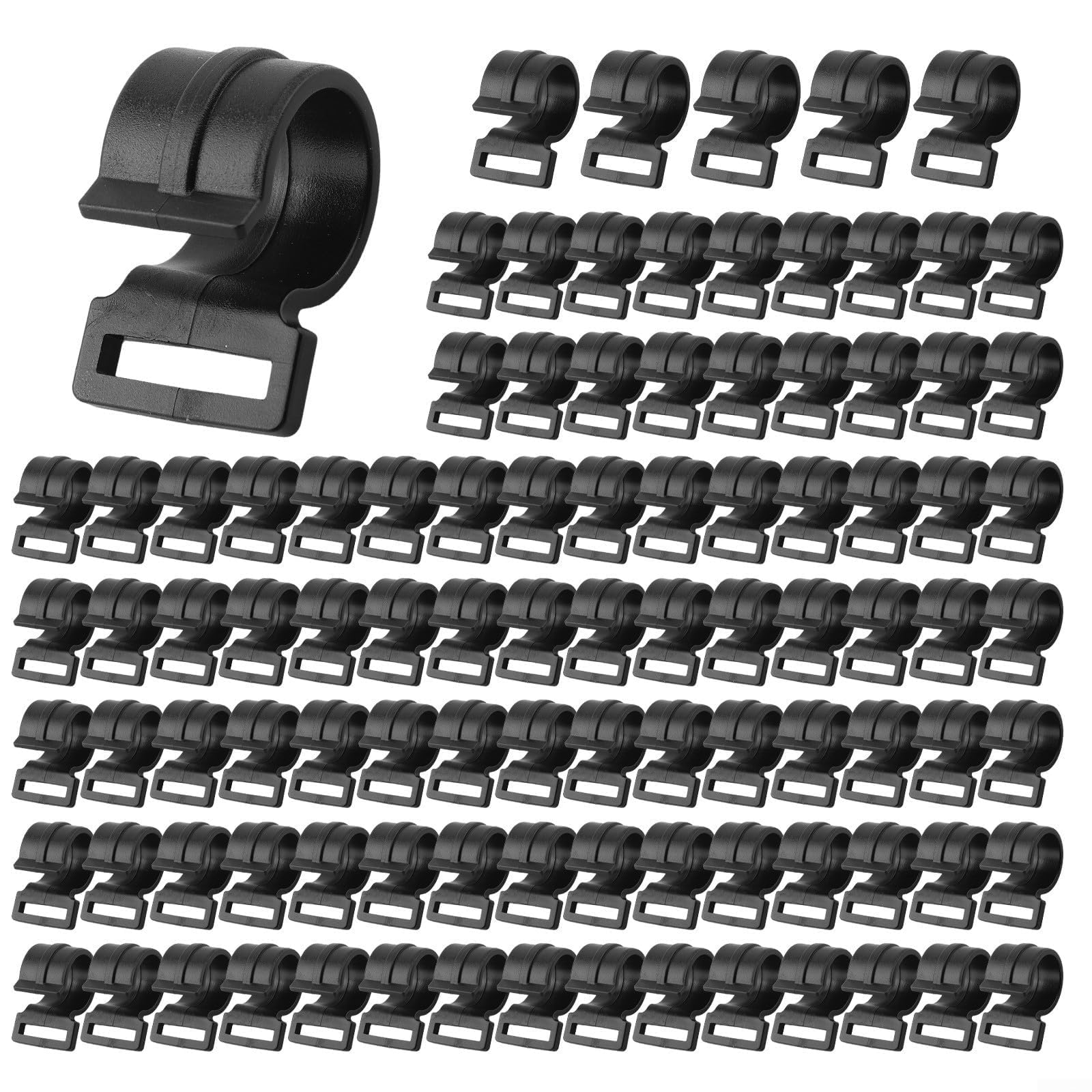 Tent Pole Hooks 100pcs Plastic C-Clips Hanger for Camping for CARAVAN Awning Outdoor Canopy Inner Diameter 9-25mm Black(25mm)