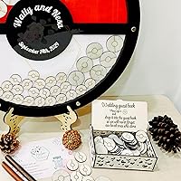 Vista 2 de Alternativa de libro de invitados de boda de bola negra personalizada, idea de libro de invitados de boda de madera, libro de invitados con temática