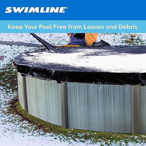 Miniatura 3 de Swimline Hydrotools Super Guard - Cubierta resistente de 31 pies, de color azul/negro, con cabrestante y cable, protección ultravioleta, para