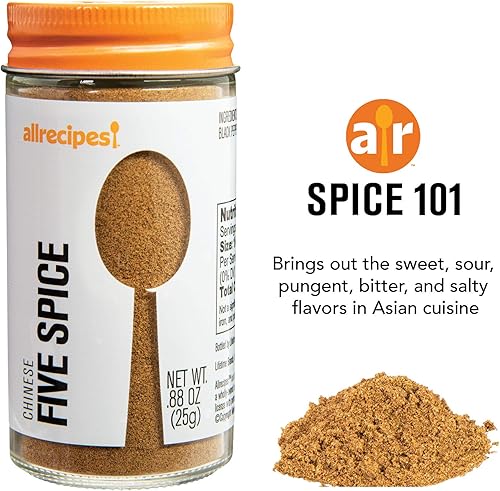 Miniatura 3 de Allrecipes Taste of Asia (chile en polvo, cinco especias chinas, jengibre molido) en frascos de vidrio con tapas de tamiz extraíbles para rociar,