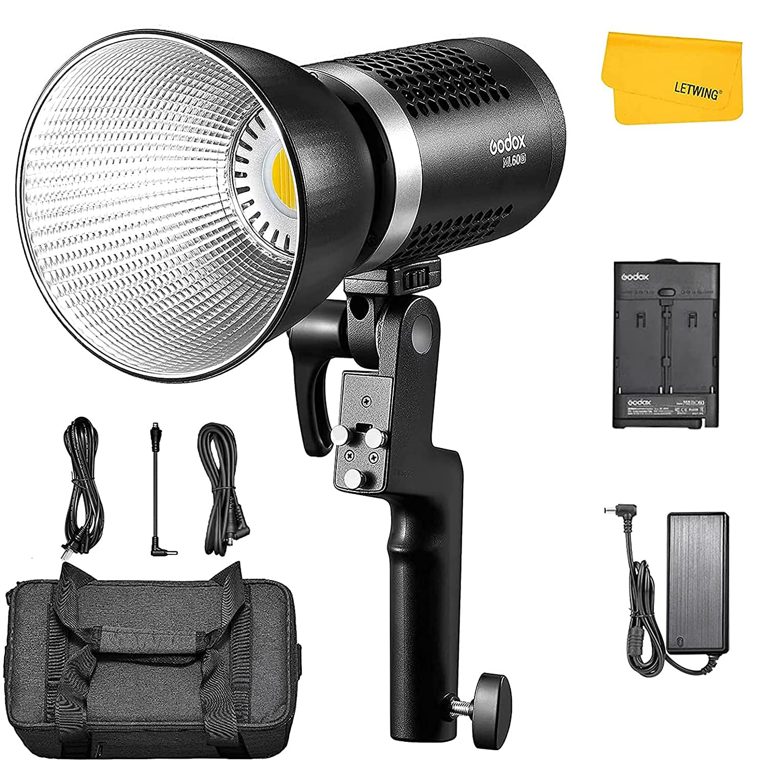 Godox ML60Bi Bi-Color LED Video Light, CRI 96+ TLCI 97+, 7 FX Effects, Dual Power Solution, Super Quiet Mode, Support Mobile APP Control Suitable for Studio/Video/ Live/Portrait