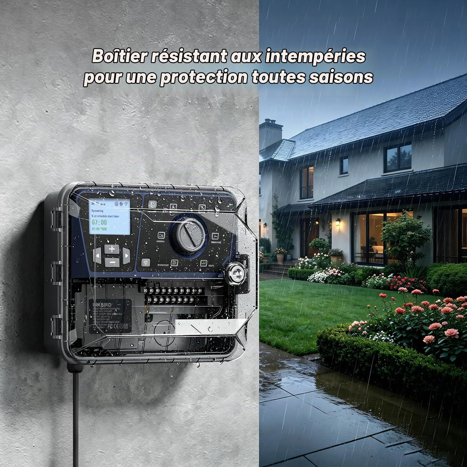 Inkbird Programmateur Arrosage Connecté WiFi, 12 Voies, Boîte de Protection | Contrôle APP,16 Programmes d'arrosage,Fonction Météo Intelligente,Minuteur Arrosage Automatique pour Jardin Pelouse