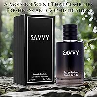 Vista 3 de Savvy for Men Eau De Parfum – Composición sofisticada de fragancia masculina de bergamota, pimienta, lavanda, anís estrellado y nuez moscada – Base