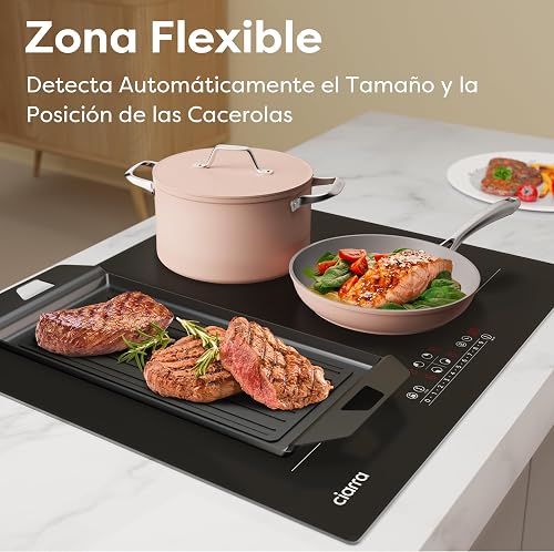 CIARRA Plaque de Cuisson Induction 4 Foyers 60 cm 7200W, 2 Zones Flexibles - 6