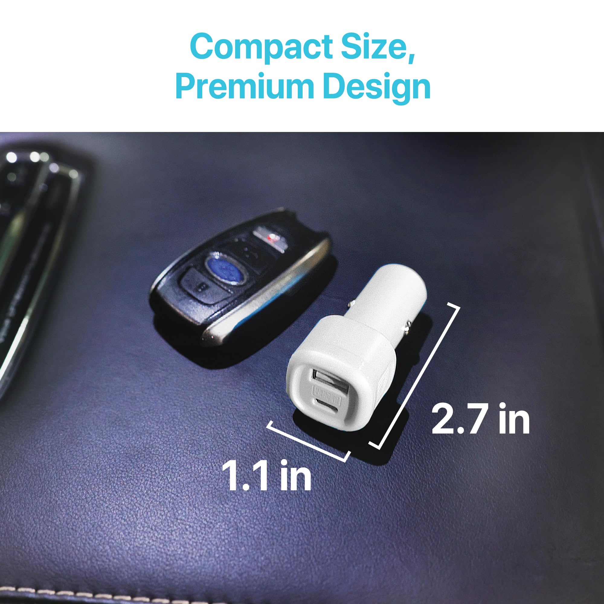 BLACK+DECKER Caricabatteria da auto USB C, compatto da 38 W, 2 porte, indicatore LED di tipo C, caricabatterie con alimentazione/ricarica rapida, compatibile con iPhone 15, 14, 13, 12, Pixel 3, 2 XL,