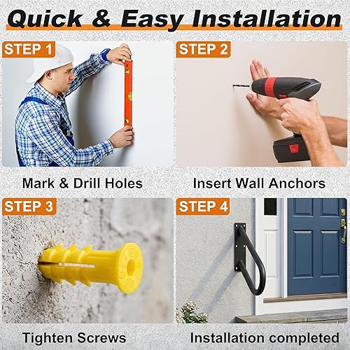 Miniatura 7 de Pasamanos para escalón al aire libre negros, barandilla de barra de agarre segura, barandilla de tubo en forma de U, pasamanos de metal, barandilla