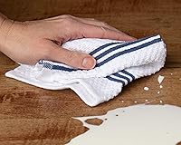 Vista 3 de Sticky Toffee Juego de 8 paños de cocina de algodón – 12x12 pulgadas en azul oscuro y blanco, paños de cocina y paños de té reutilizables