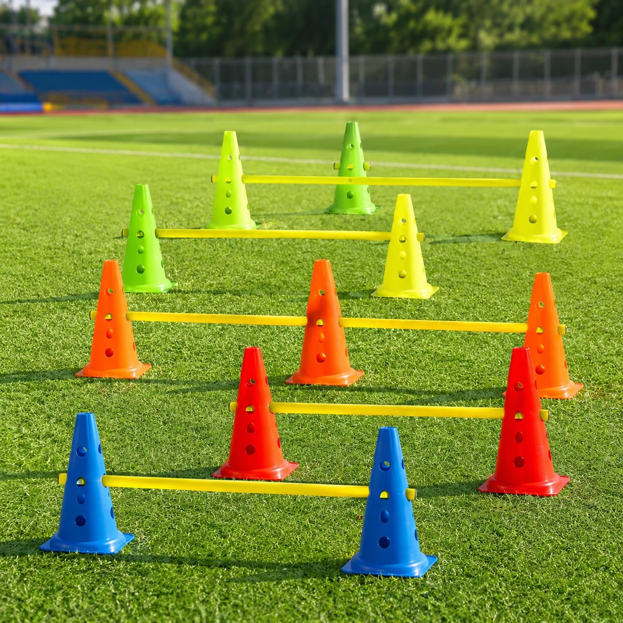 Set 15 Piezas Conos Entrenamiento Fútbol y, Kit Marcadores portivos para Circuito, 38CM