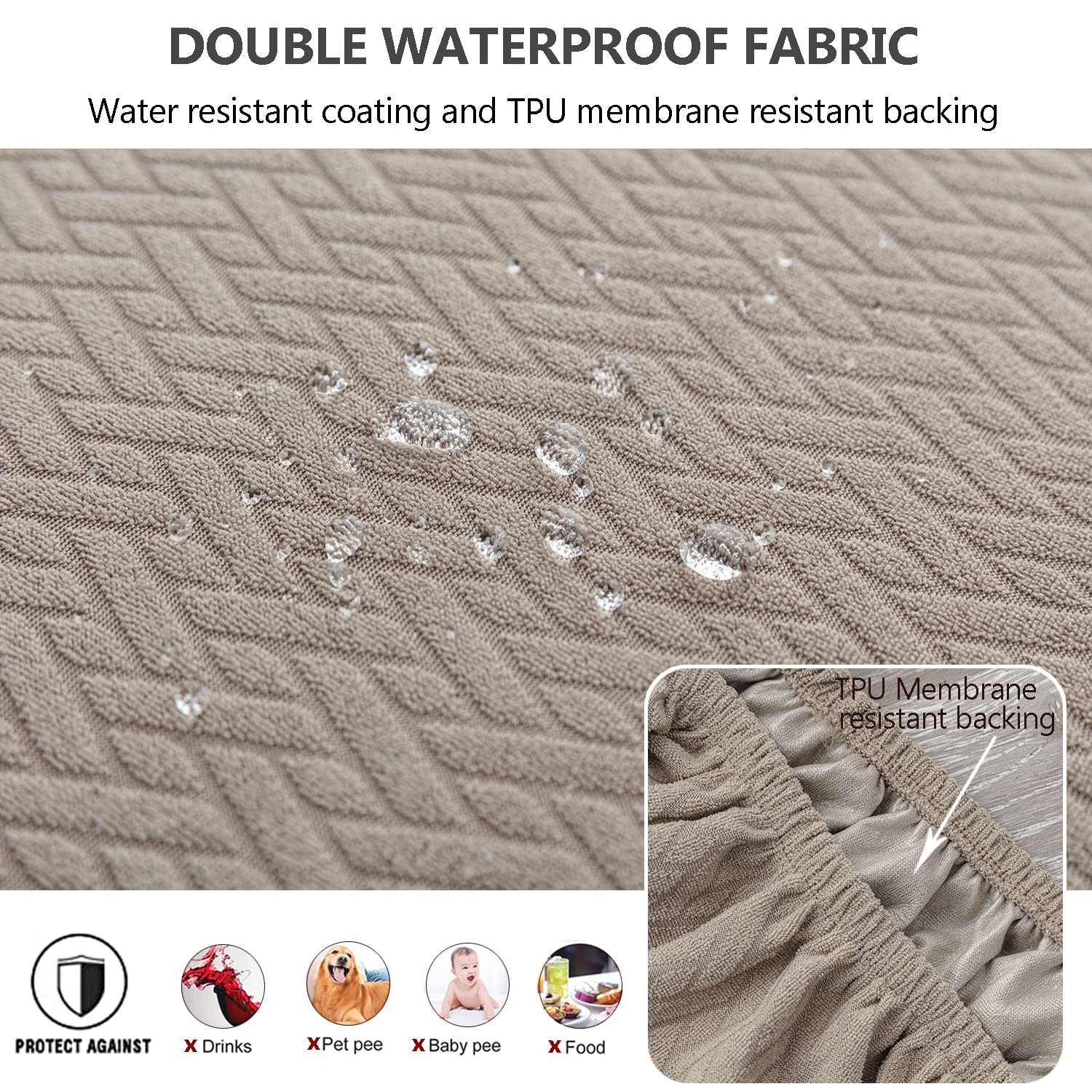 Coprisedili per sedie Impermeabili in Jacquard con Reticolo Elasticizzato 1/2/4/6 Pezzi Coprisedie per sedie da Pranzo Coprisedie per Cucina (Cachi,4 PCS)