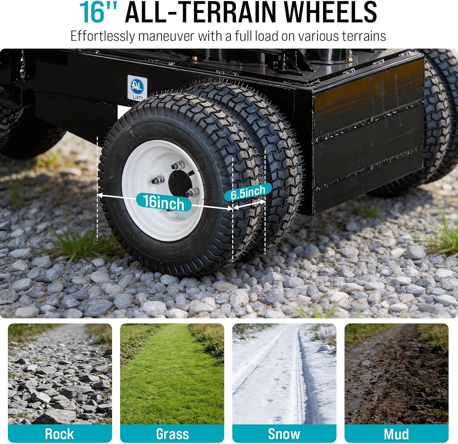 MMS 2866Lbs Capacity Power Wheelbarrow 21 Cu.Ft Bucket, 420cc 13.5HP E-Start Power Buggy, 180° Dump Angle Hydraulic Dump Cart for Concrete, Garden, Farm, Landscaping, Construction