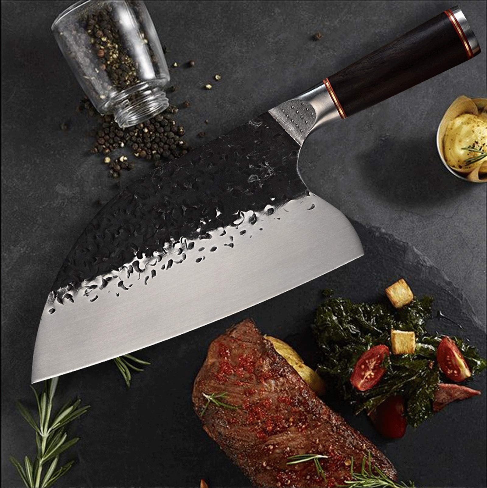 Cuchillo de corte de cocina 8 '' pulgada Acero inoxidable Hecho a mano CLEAVER CLEAVER CHILLER CUCHILLO CUERZA DE CUERZA DE PESCADOR DE PESCADOR CORTADOR CORTER