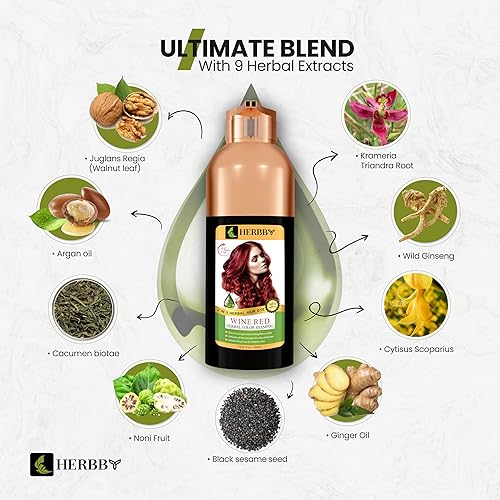 Miniatura 4 de HERBBY - Champú y acondicionador con tinte para cobertura de canas y cambio de color, con 9 extractos de hierbas, larga duración (6-8 semanas)