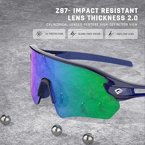 Miniatura 3 de TOREGE Z87 - Gafas de sol para hombres y mujeres, ciclismo, pesca, correr, conducir, béisbol, antiniebla, gafas de sol deportivas, protección UV,