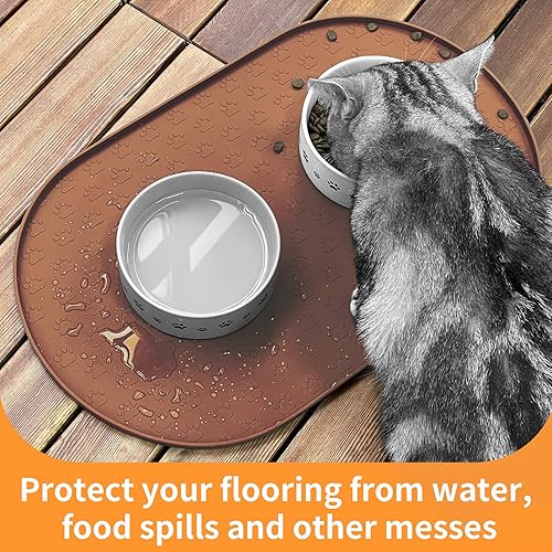 Miniatura 148 de KPWACD Tapete de alimentación de mascotas para perros y gatos, mantel individual de silicona para perros, antideslizante, impermeable, evita