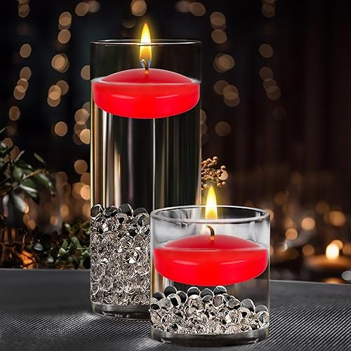 Miniatura 3 de Mega Candles 24 velas flotantes rojas sin perfume, vela de cera vertida a mano de 3 pulgadas de diámetro, decoración del hogar, recepciones de boda,