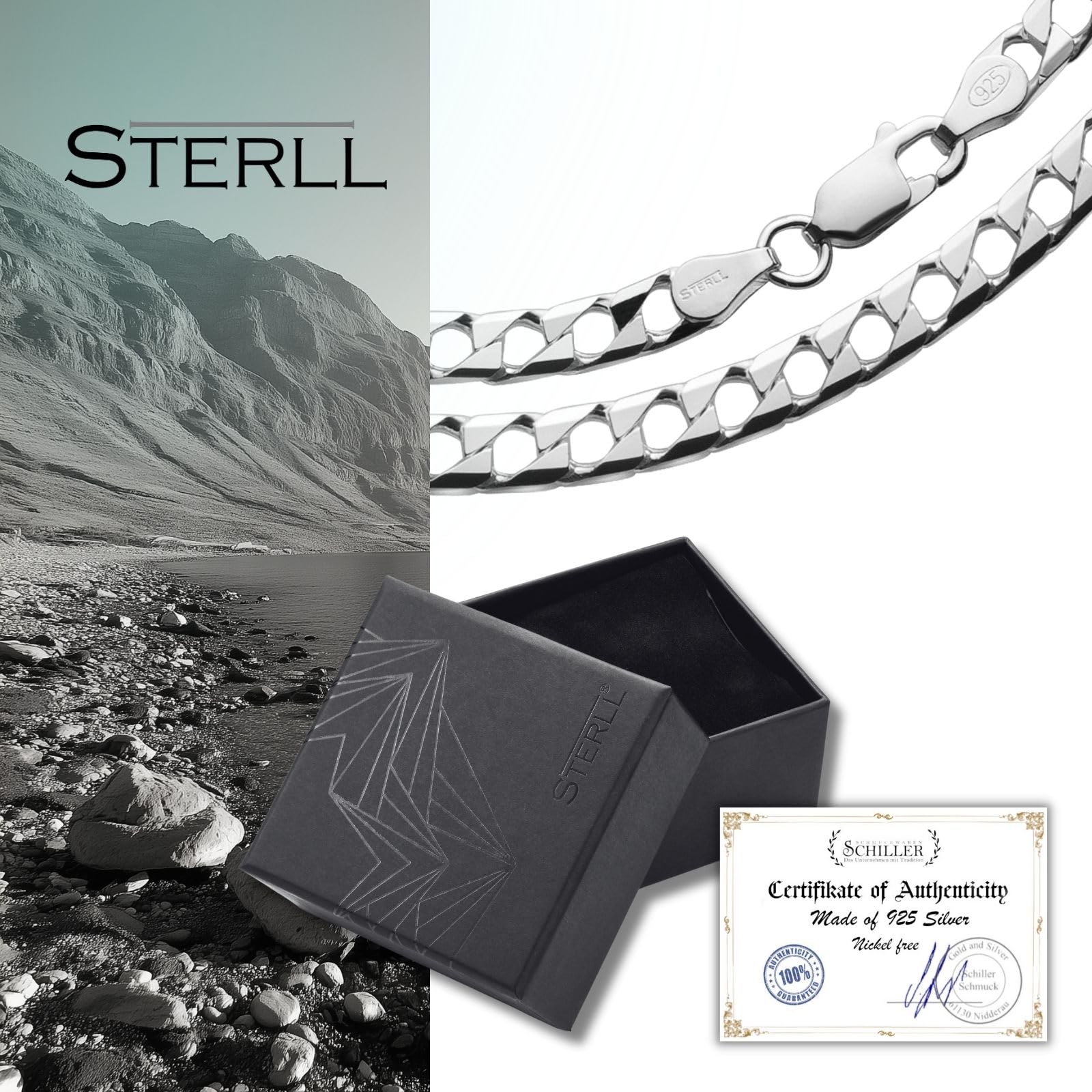 Collar Para Hombre De Plata Esterlina 925 Con Cierre De Mosquetón Y Protección Antitarnish