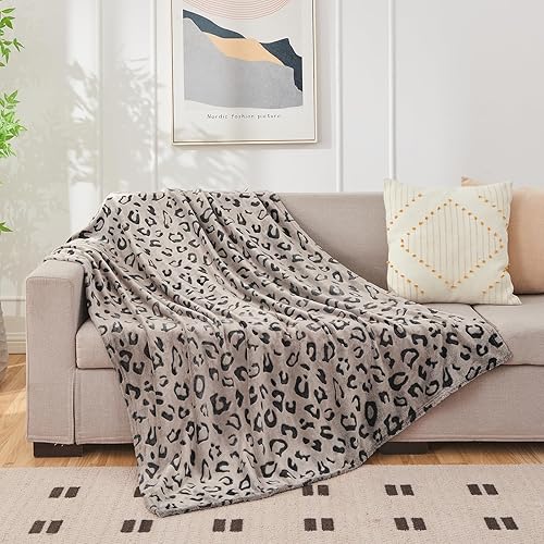 Miniatura 6 de SOCHOW - Manta Uragiri, de franela, vellón, ligera, muy suave y acogedora, de 50 x 60 pulgadas, con diseño de leopardo, en color chocolate