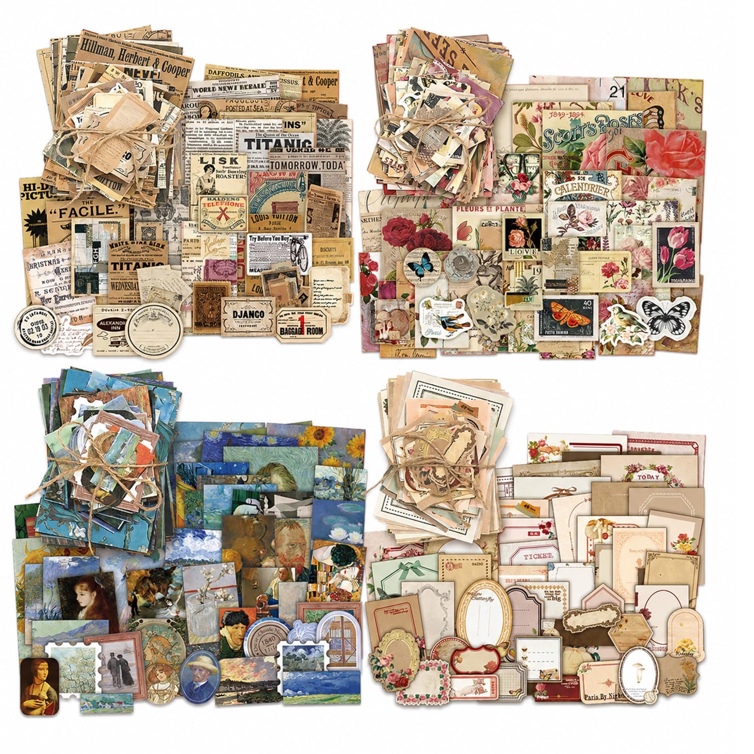 400 PCS Junk Journal Supplies, Vintage Scrapbook Supplies with Stickers