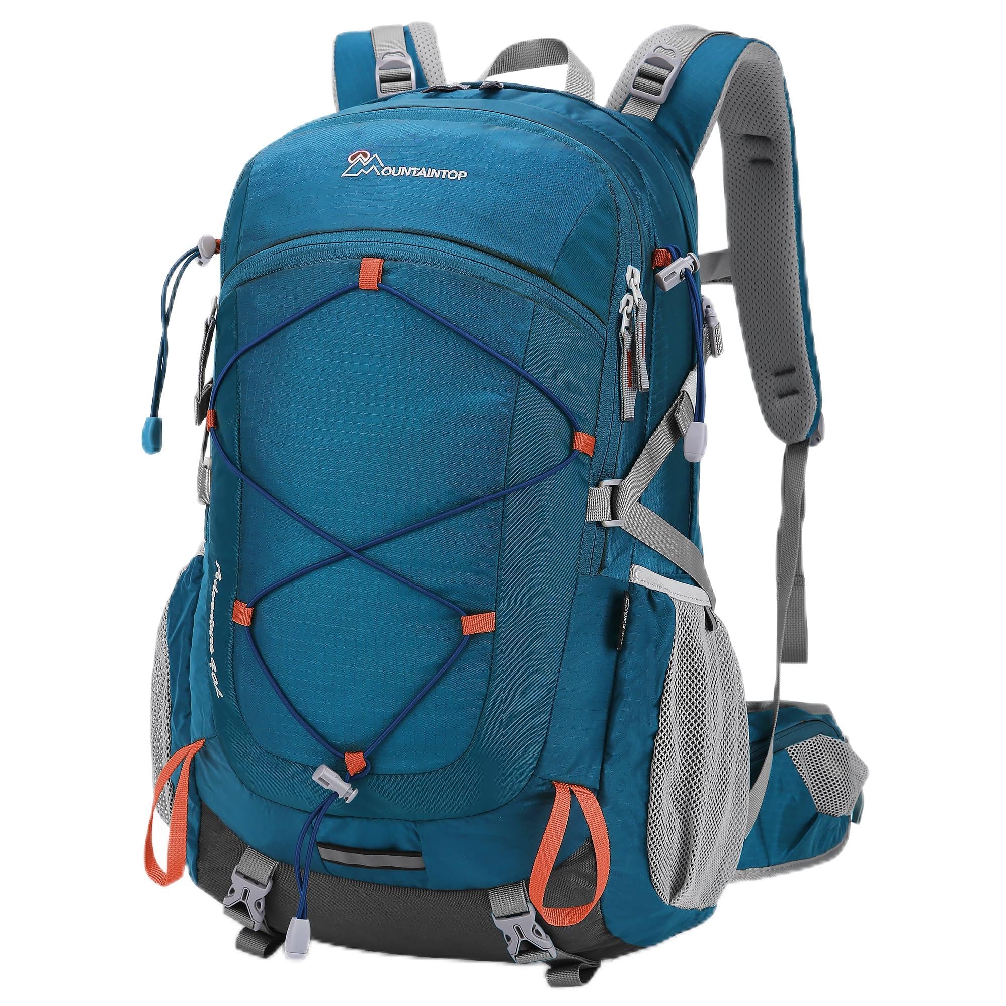 Mountaintop Zaino da trekking da 25 l/40 l, unisex, per escursioni, 40 l, blu mare, 40 L | Zaino da trekking YKK, con protezione antipioggia, per campeggio, viaggi