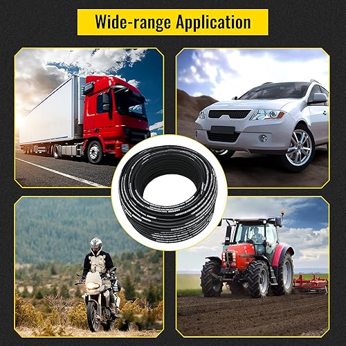 Miniatura 7 de VEVOR Manguera hidráulica de goma de 328 pies con 2 trenzas de alambre de acero de alta resistencia, diámetro interior 38 pulgadas, 5000 PSI máximo,