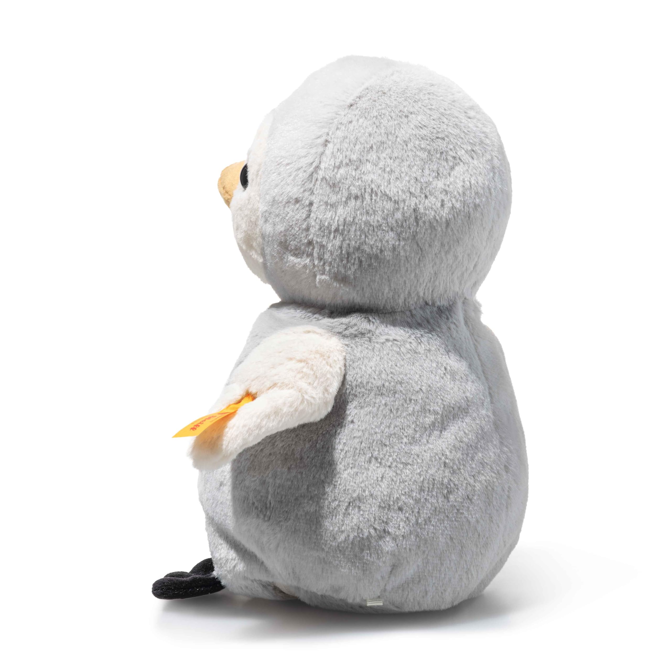 Steiff Pluszak z lampką nocną Lio Pingwin, słodka pluszowa zabawka z oczami z tworzywa sztucznego, dzieci, chłopców i dziewczynek, Friends, 22 cm, jasnoszara, 242847