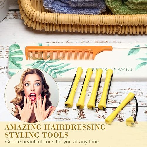 Miniatura 20 de 48 varillas de permanente para el cabello, varillas cortas de onda fría, planchas de plástico para rizar el cabello, rizadores con peine de acero