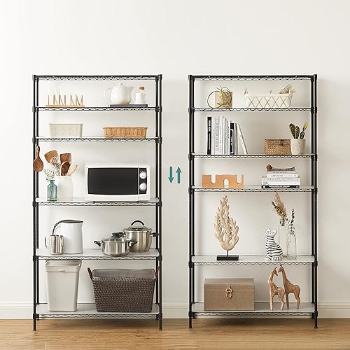 Miniatura 43 de SONGMICS Estantes de almacenamiento de 6 niveles, estantería de alambre, estantes de metal de cocina, estante de almacenamiento con estantes