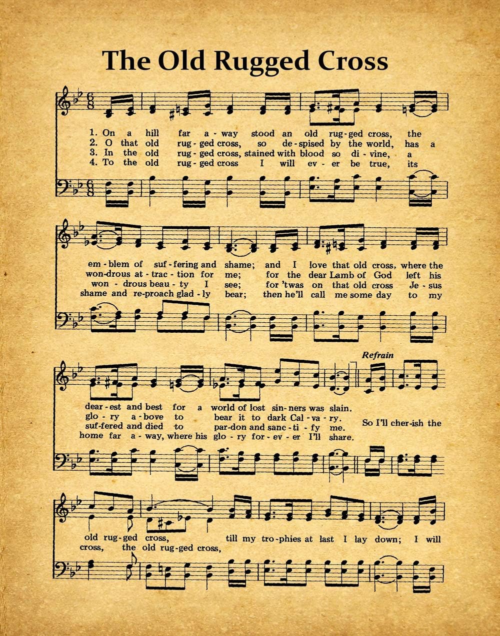 Amazon.com: The Old Rugged Cross Hymn Print Old Rugged Cross Poster ...