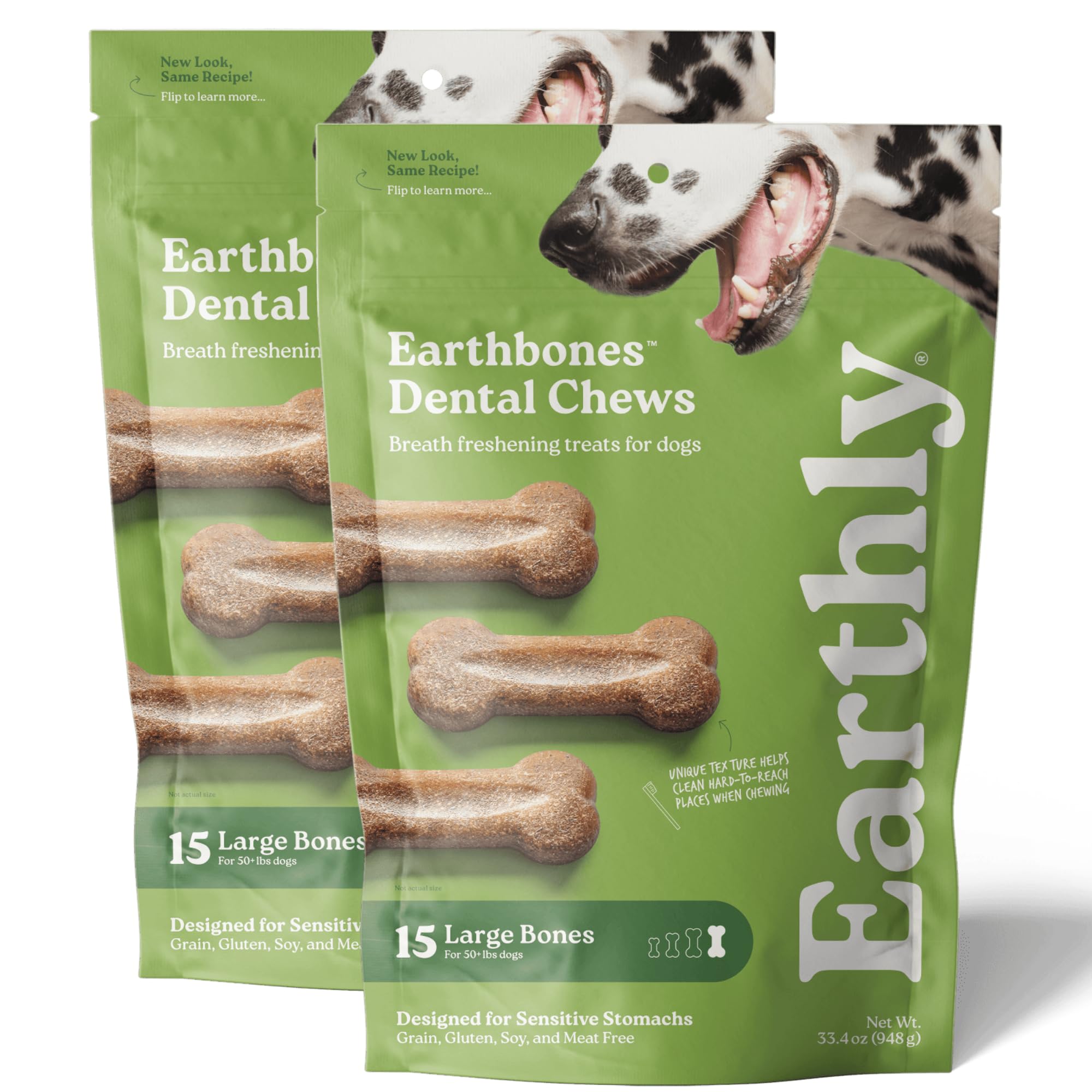 Earthbones Dental Chews for Dogs 50lbs 30 Bones