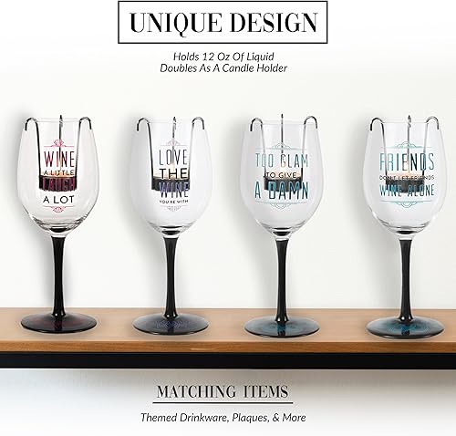 Miniatura 4 de Pavilion Gift Company Pretty Inappropriate Too Glam To Give A Damn - Portavelas para copa de vino, color azul