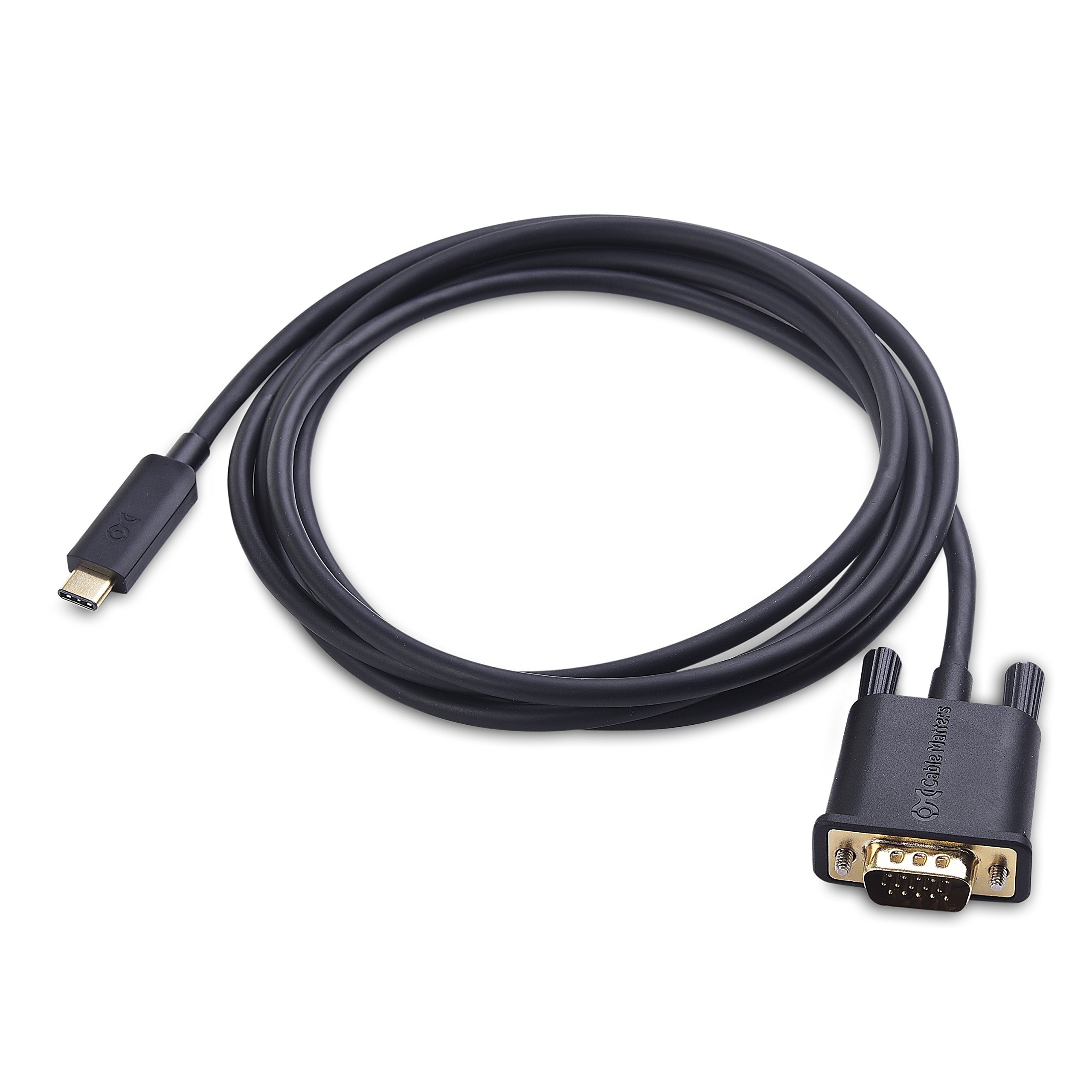 Cable Matters Cable USB C a VGA 1,8m (Cable USB C VGA, Cable Adaptador VGA a USB C) - Puerto Thunderbolt 3 Compatible para MacBook Pro, Dell XPS, HP Spectre x360, Surface Pro y más - 1,8 metros
