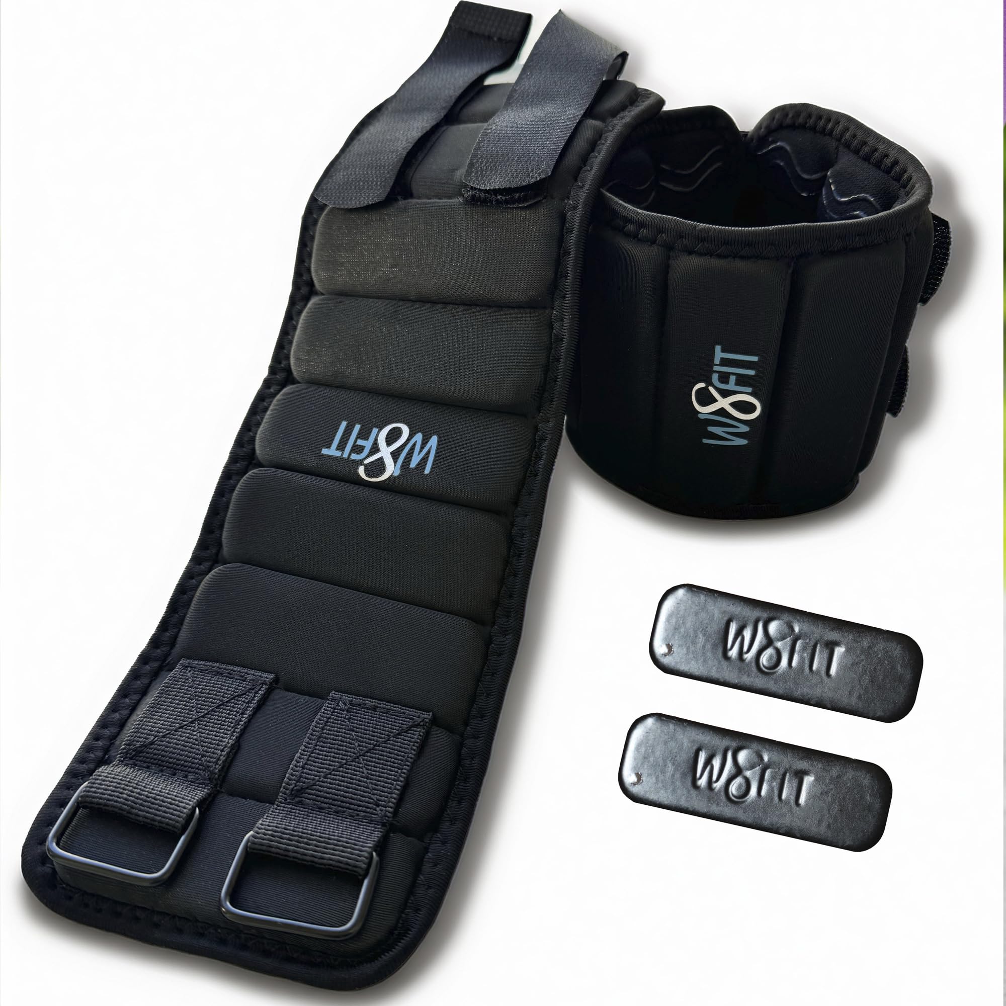W8FIT Adjustable Ankle Leg Weights Set of 2 Washable with Removable Weights up to 4.5 LBS