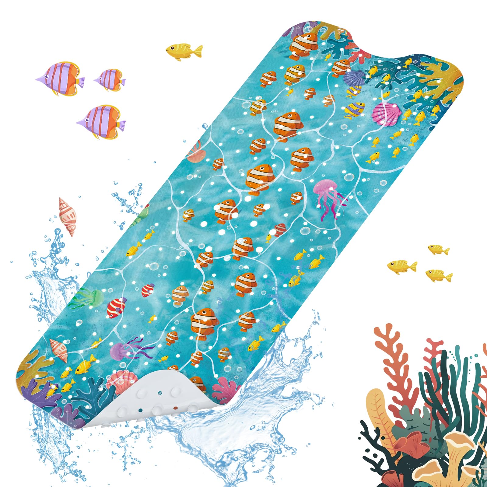 Tapis de bain antidérapant pour enfants SHUCHING poisson-clown 100x40 cm