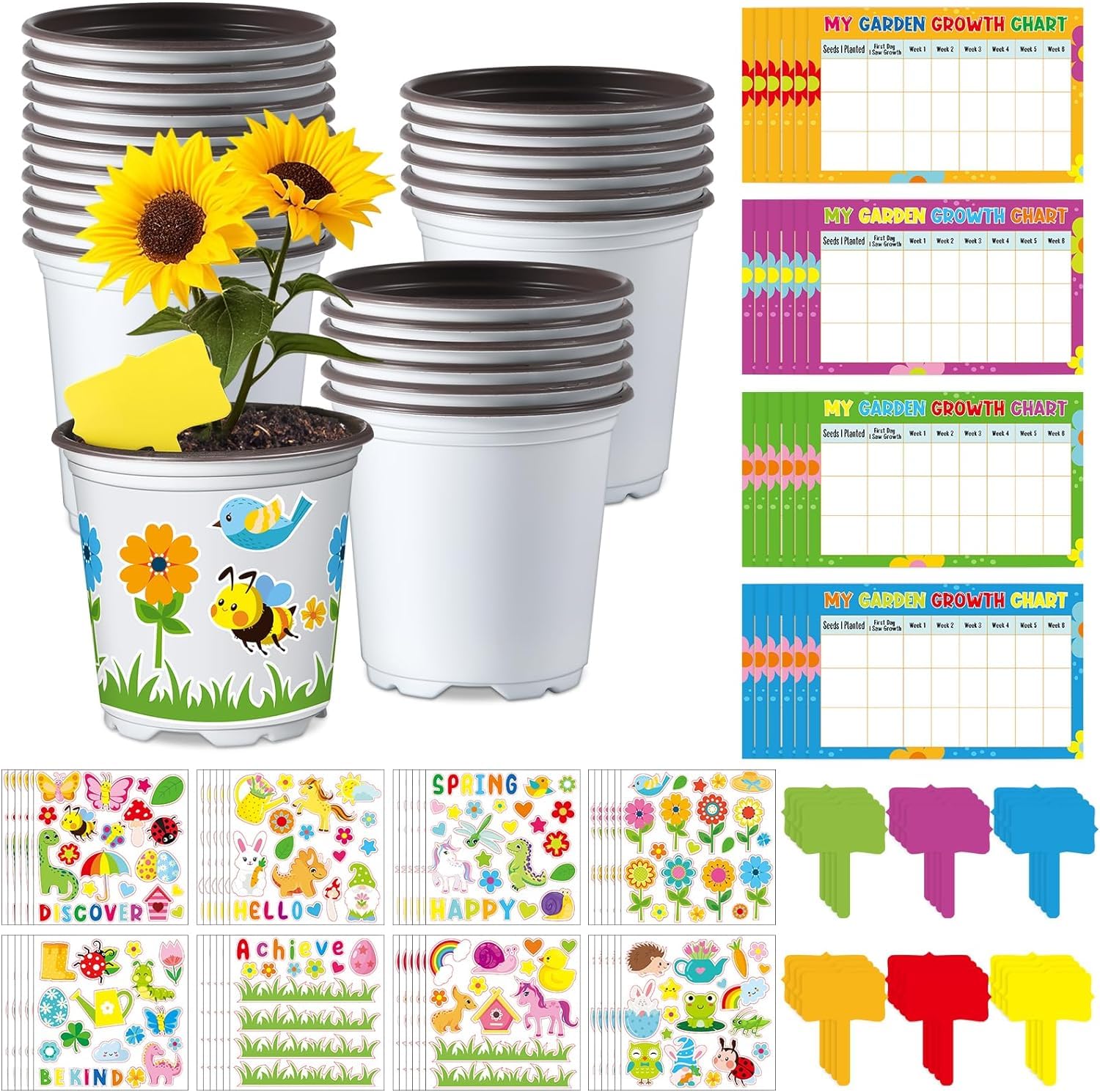 48 Set Garden Arts and Craft Kit Toys For Girls Gift Boys - Crafts for Kids with Stickers Plant Labels Growth Charts| Arts and Crafts| Kids Toys Girls|Toys For Girls|Girls Gifts| Craft Kit| Diy Kit